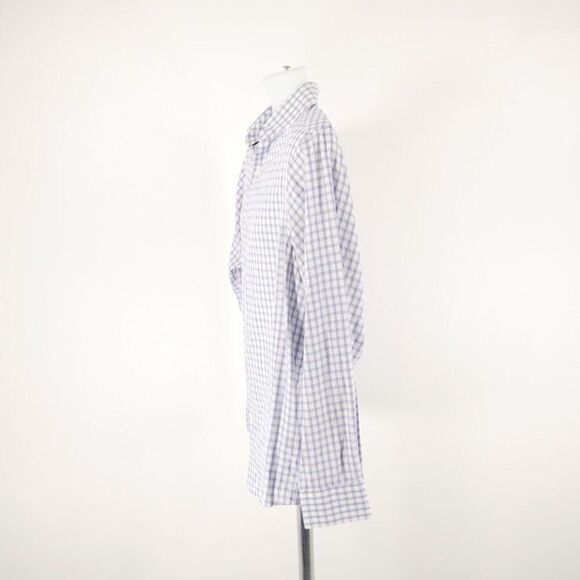 Hart Schaffner Marx‎ Blue Purple Check Medium Collared Dress Shirt Long Sleeve - Picture 4 of 10